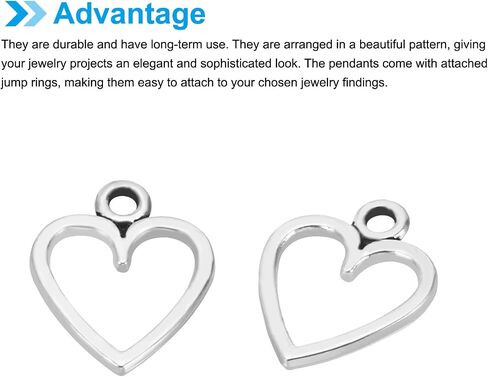 PATIKIL Heart Charm, 100Pcs Mini Heart Circle Pendant Charm Bulk for Jewelry Making Earrings Necklace Wedding Crafts in Saudi Arabia