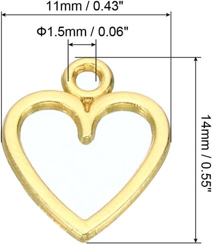 PATIKIL Heart Charm, 100Pcs Mini Heart Circle Pendant Charm Bulk for Jewelry Making Earrings Necklace Wedding Crafts in Saudi Arabia