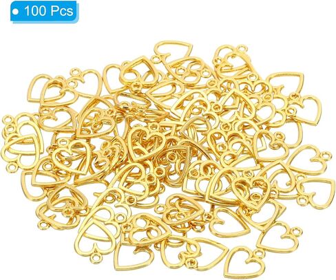 PATIKIL Heart Charm, 100Pcs Mini Heart Circle Pendant Charm Bulk for Jewelry Making Earrings Necklace Wedding Crafts in Saudi Arabia