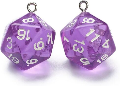 20pcs Lucky Dice Pendants D20 Polyhedral Dice Charms Opaque & Transparent Resin Faceted 20 Sided Dice Dangles for Jewelry Making DIY Bracelet Necklace Earring Keychain Hanging Ornament in Saudi Arabia