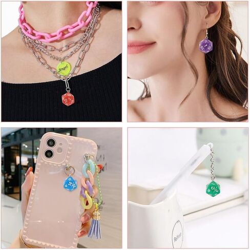 20pcs Lucky Dice Pendants D20 Polyhedral Dice Charms Opaque & Transparent Resin Faceted 20 Sided Dice Dangles for Jewelry Making DIY Bracelet Necklace Earring Keychain Hanging Ornament in Saudi Arabia