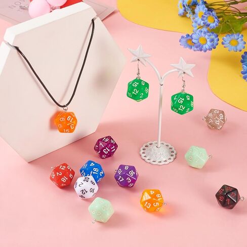 20pcs Lucky Dice Pendants D20 Polyhedral Dice Charms Opaque & Transparent Resin Faceted 20 Sided Dice Dangles for Jewelry Making DIY Bracelet Necklace Earring Keychain Hanging Ornament in Saudi Arabia