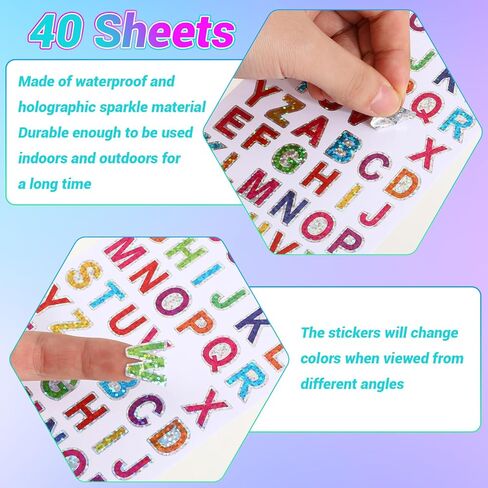 Bewudy 40 قطعة ملصقات الأبجدية ، ملصقات رسائل ملونة ، ملصقات أبجدية لاصقة ، ملصقات رسائل فينيل أرقام البريد الإلكترونيات ملصقات DIY Crafts Making Decals for Classroom Decor (40) in Kuwait