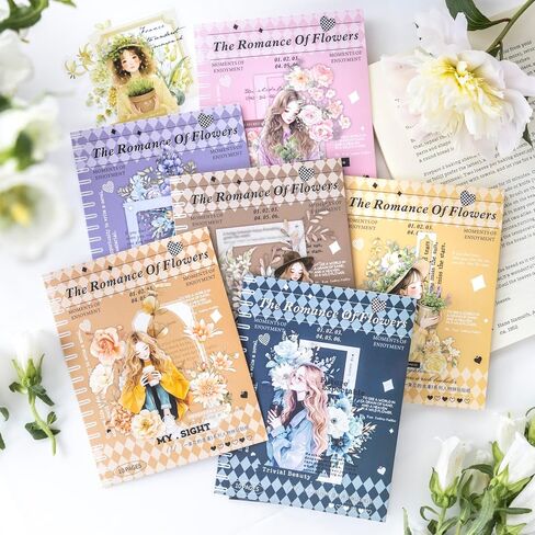 ملصقات سجل القصاصات Alideco 60pcs مع فتيات الأدب مع زهور Scrapbooking Junk Journal Crafts Tiberish Decory Disary (Yisuhuadelangman in Kuwait