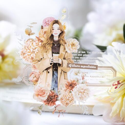 ملصقات سجل القصاصات Alideco 60pcs مع فتيات الأدب مع زهور Scrapbooking Junk Journal Crafts Tiberish Decory Disary (Yisuhuadelangman in Kuwait