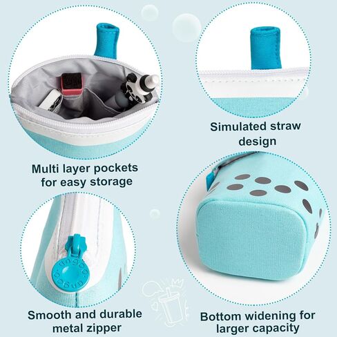 Standing Pencil Case for Girls,Pop Up Pencil Case Cute Telescopic Pen Pouch Holder Canvas Zip Kawaii, Kids Students(Blue) in Saudi Arabia