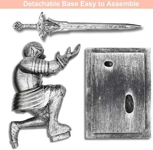Knight Pen Holder, Medieval Armored Warrior Cool Desk Organizers, Guard Leader Cloak Paperweights, Roman Centurion Kneeling Office Home Desk Ornaments for Men, Gifts for Boyfriend Husband Dad Son in Kuwait