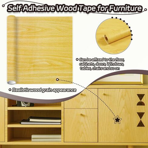 15.75 inch X 9.8 ft Wood Grain Tape, Self Adhesive Wood Tape for Furniture, Wood Grain Repair Tape for Doors,Tables,Chairs,Floors, Handmade Craft,DIY Projects(Wine Red) in Saudi Arabia