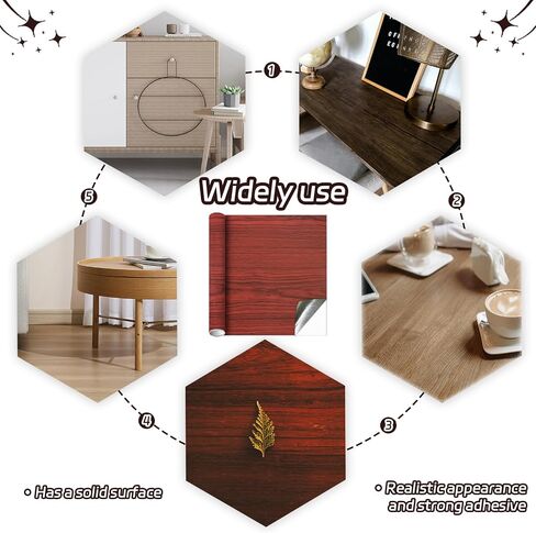 15.75 inch X 9.8 ft Wood Grain Tape, Self Adhesive Wood Tape for Furniture, Wood Grain Repair Tape for Doors,Tables,Chairs,Floors, Handmade Craft,DIY Projects(Wine Red) in Saudi Arabia