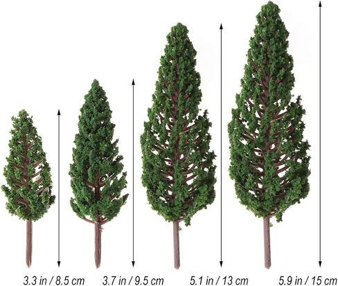 Gatuida 8Pcs Model Pine Cedar Trees Mini Mixed Model Tree Mini Forest Railroad Scenery Pine Trees Architecture Trees for DIY Scenery Landscape, 3.35-5.9in in Saudi Arabia