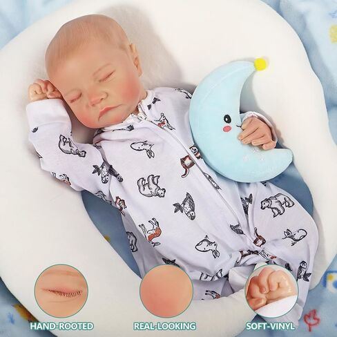 FANCCI Reborn Baby Dolls, 18Inch Cute Soft Vinyl Realistic-Newborn Baby Dolls Poseable Real Life Lifelike Baby Dolls w/Doll Accessories for 3+ Year Old in Saudi Arabia