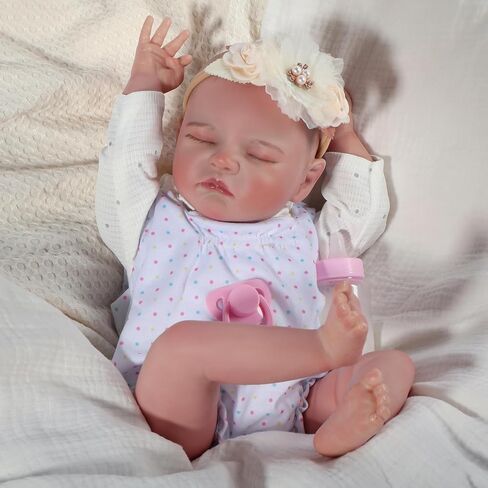 FANCCI Reborn Baby Dolls, 18Inch Cute Soft Vinyl Realistic-Newborn Baby Dolls Poseable Real Life Lifelike Baby Dolls w/Doll Accessories for 3+ Year Old in Saudi Arabia
