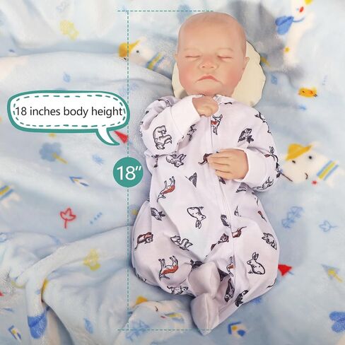 FANCCI Reborn Baby Dolls, 18Inch Cute Soft Vinyl Realistic-Newborn Baby Dolls Poseable Real Life Lifelike Baby Dolls w/Doll Accessories for 3+ Year Old in Saudi Arabia