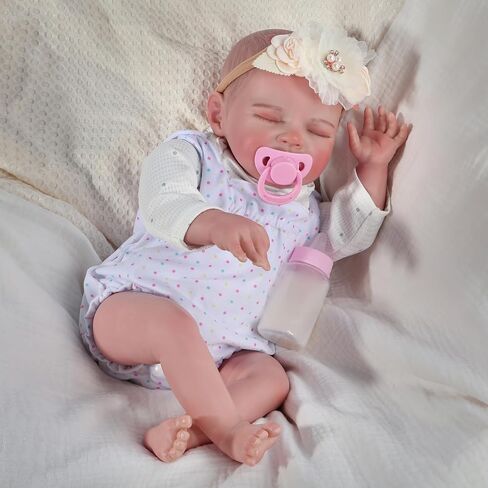 FANCCI Reborn Baby Dolls, 18Inch Cute Soft Vinyl Realistic-Newborn Baby Dolls Poseable Real Life Lifelike Baby Dolls w/Doll Accessories for 3+ Year Old in Saudi Arabia