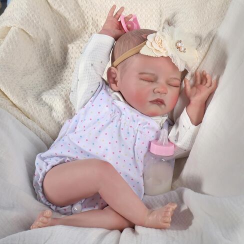 FANCCI Reborn Baby Dolls, 18Inch Cute Soft Vinyl Realistic-Newborn Baby Dolls Poseable Real Life Lifelike Baby Dolls w/Doll Accessories for 3+ Year Old in Saudi Arabia
