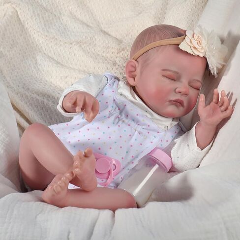 FANCCI Reborn Baby Dolls, 18Inch Cute Soft Vinyl Realistic-Newborn Baby Dolls Poseable Real Life Lifelike Baby Dolls w/Doll Accessories for 3+ Year Old in Saudi Arabia