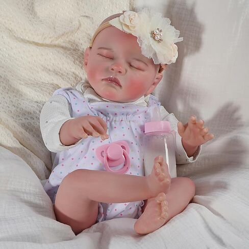 FANCCI Reborn Baby Dolls, 18Inch Cute Soft Vinyl Realistic-Newborn Baby Dolls Poseable Real Life Lifelike Baby Dolls w/Doll Accessories for 3+ Year Old in Saudi Arabia