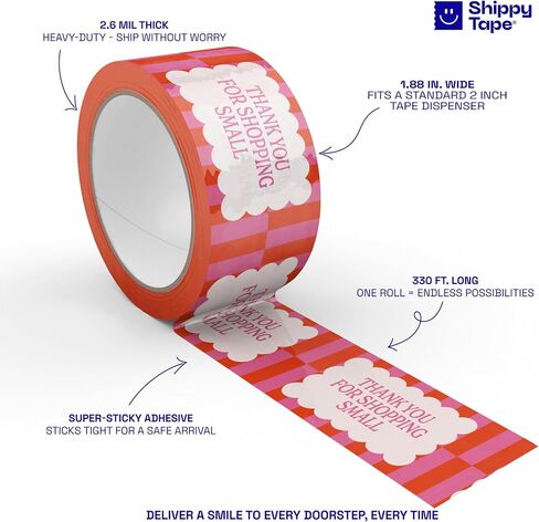 Thank You Packing Tape – Cute Printed Shipping Tape for Small Business, Cream & Blue Bubble Font – 1.88" x 110 Yards (330 Feet) Heavy-Duty Tape in Kuwait