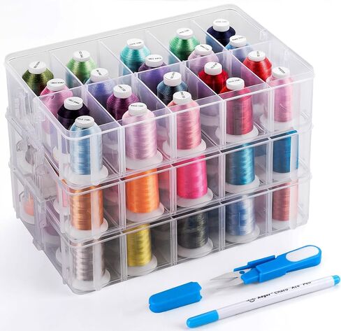 60 Spools Embroidery Machine Thread 500M (550Y), Sewing Thread Assortment with Clear Plastic Storage Box, Thread for Embroidery Sewing Machine in Saudi Arabia