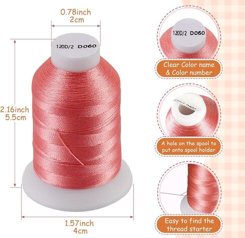 60 Spools Embroidery Machine Thread 500M (550Y), Sewing Thread Assortment with Clear Plastic Storage Box, Thread for Embroidery Sewing Machine in Saudi Arabia