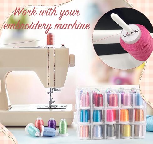 60 Spools Embroidery Machine Thread 500M (550Y), Sewing Thread Assortment with Clear Plastic Storage Box, Thread for Embroidery Sewing Machine in Saudi Arabia