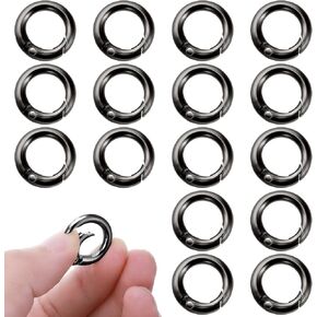 Lusofie 16 Pcs O Rings Metal Key Ring Clip Mini Circle Clips Spring Snap Clip Hooks for Gate Rings Purse Hardware