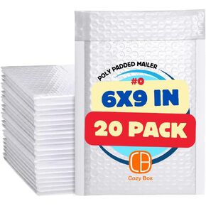 10 Pack 6x9 Inch Poly Bubble Padded Envelope Waterproof Weather Resistant Self-Seal Shipping Envelope Bubble Cushioned Poly Mailer Envelopes (Pearl White, #0-6x9 Inches - 10 Pack)