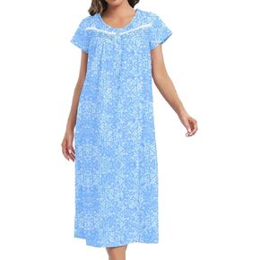 Cotton Nightgowns for Women Long Lightweight Short Sleeves House Dress Nightdress Pajamas nightgown