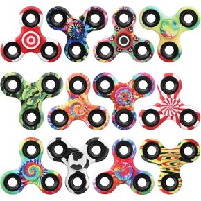 12 حزمة تململ لعبة الدوران بلوك للبالغين ، مجموعة تملق Tri-spinner المعدنية ، الدوار اليدوي لتخفيف الإجهاد ، عيد ميلاد عيد ميلاد Goodie Bag Bag جوائز الفصول الدراسية للصبي 3-12