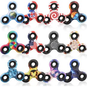 12 Pack Fidget Spinner Toy Bulk for Kids Adults, Metal Tri-Spinner Fidget Set, Hand Spinner for Stress Relief, Easter Birthday Goodie Bag Stocking Stuffers Classroom Prizes for Boy Age 3-12