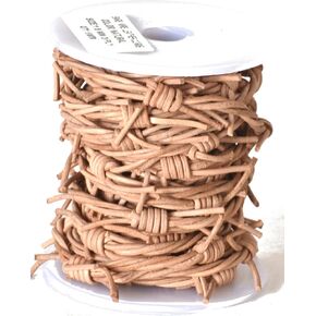 Fake Barbed Wire Made from 3 Strands 1.8mm Natural Untreated Real Leather Cord 5 Meter Spool Safe for Birds Toys by Greek Crafts