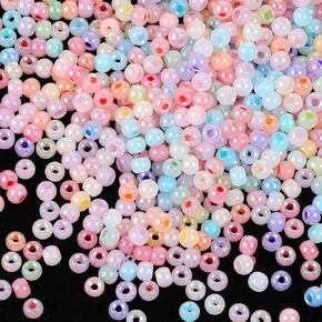 300pcs Mini Pony Beads Bassel Pony Beads Candy Macaron Color Pony Beads Plancent Poly Poly Beads with Glitter for Diy Crafts Braids Making Jewelry Making