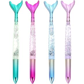 4pcs Mermaid Ballpoint Pen Mermaid Pens for Kids Neutral Pens Gel Pens for Kids 0.5mm Ballpoint Pen Mermaid Writing Pen Fine Point Ink Pens Cute Pens Plastic Student Fairy Tail, Black