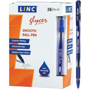 Linc Glycer Smooth Ball Point Pen, Soft Grip, 1.00mm Tip, 36-Count, Black in Kuwait