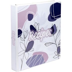 Samsill Recipe Binder Full Page 8.5 x 11 Kit, 1 Inch D-Ring, Midnight Blooms Design