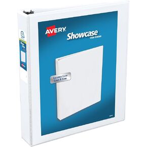 Avery 19651 Showcase Economy View Binder w/Round Rings, 11 x 8 1/2, 1 1/2-Inch Cap, White
