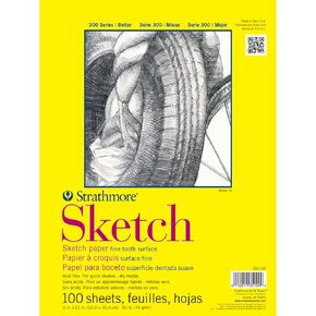 Strathmore 300 Series Sketch Pad, 9x12 inch, 100 Sheets, Glue Bound - Artist Sketchbook for Drawing, Illustration, Art Class Students