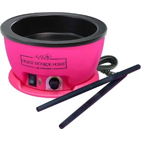 Surebonder x Grace Monroe Hot Glue Skillet Pot with 2 Stir Sticks, Adjustable Temperature, 5.25-inch Diameter, 1-inch Depth, Dip Crafts Directly Into Pot of Hot Glue, Pink