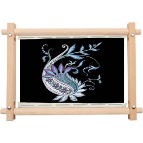 MUFEKUM Beech Wood Embroidery Tapestry Scroll Frame, Wooden Cross Stitch Quilting Frame, Needlepoint Holder, Cross Stitch Embroidery Projects (21"x12")