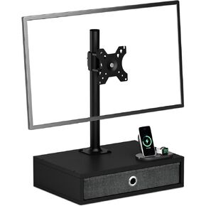 Teamix White Monitor Stand Riser مع الدرج ، ومكتب المكتبي القائم بذاته ، وموقف تلفزيوني صغير ، يناسب 13 "-32" ، ارتفاع قابل للتعديل ، دوارة ، إمالة ، دوران ، VESA 75x75 ، 100x100mm in Kuwait