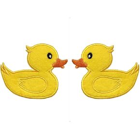 Yellow Duck, Rubber Duckie, Embroidered, Iron on Patch (Duck Facing Right)