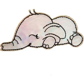 Cute-Patch Cute Elephant Reflective Sparkle Embroidered Iron on Patch Cartoon Applique