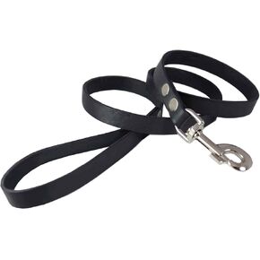 4' Genuine Leather Classic Dog Leash Black 3/4" Wide for Large Dogs