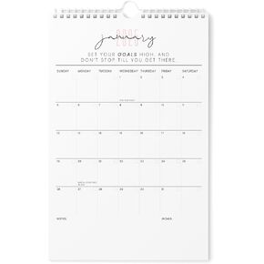 Karto Motivation Wall Calendar 2025 - Vertical 11x17 inch Runs Until June 2026 - Boost Your Productivity and Easy Planning with the Motivational Monthly Calendar - Pink