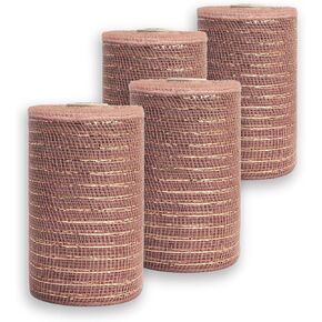 Rose Gold Decor Mesh Ribbon Pack 6" x 30 ft x 4ct for Bows Making Wreaths Garlands Wedding Arches Gift Wrapping Xmas Tree Decor