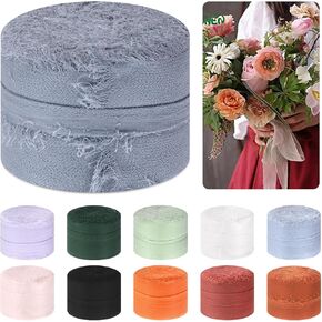 1 Roll 1.5" x 11 Yard Chiffon Ribbon Handmade Fringe Chiffon Silk Ribbon Fabric Ribbon for DIY Craft Wedding Invitations Bridal Bouquets(Orange)