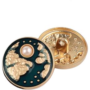 Metal Gold Decorative Buttons for Clothing Sweaters Jacket Sewing Accessories 5pcs/lot(Green,23mm)