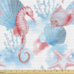 Lunarable Paisley Fabric by The Yard, Vintage Abstract Batik Flower Design Soft Colored Image Ornamental Pattern, Decorative Fabric for Upholstery and Home Accents, 2 Yards, Beige Blue in Saudi Arabia