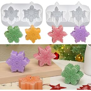 2PCS Christmas Silicone Molds, Snowflake Candle Molds for Candle Making, Snowflake Epoxy Resin Mold for Chocolate Pudding Jelly Muffin Cups Kitchen Baking Decoration (Xmas Crafts)