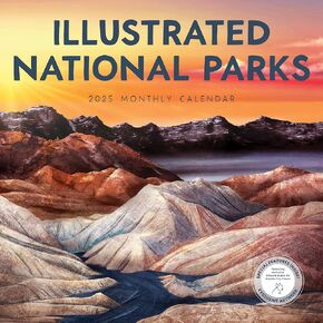 Illustrated National Parks Calendar 2025 | 12" x 24" Nature Wall Calendar 12 Month | Marble City Press | Hand-drawn Art, Yellowstone, Great Smoky Mountains, Zion, Grand Tetons | 2024-2025 Calendar